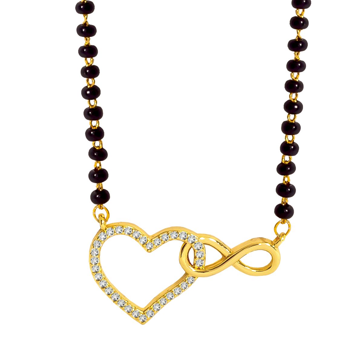 Infinity Heart Love Zircon CZ 22K Gold Plated Mangalsutra Bulk