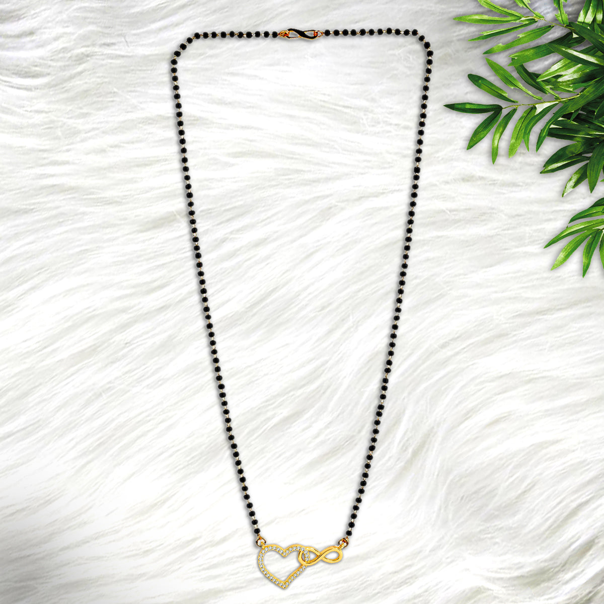 Infinity Heart Love Zircon CZ 22K Gold Plated Mangalsutra Bulk