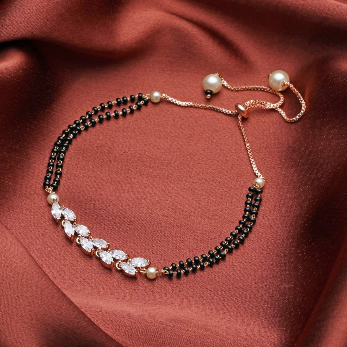 Baguette CZ Slider Expandable Hand Wrist Mangalsutra Bracelet Bulk