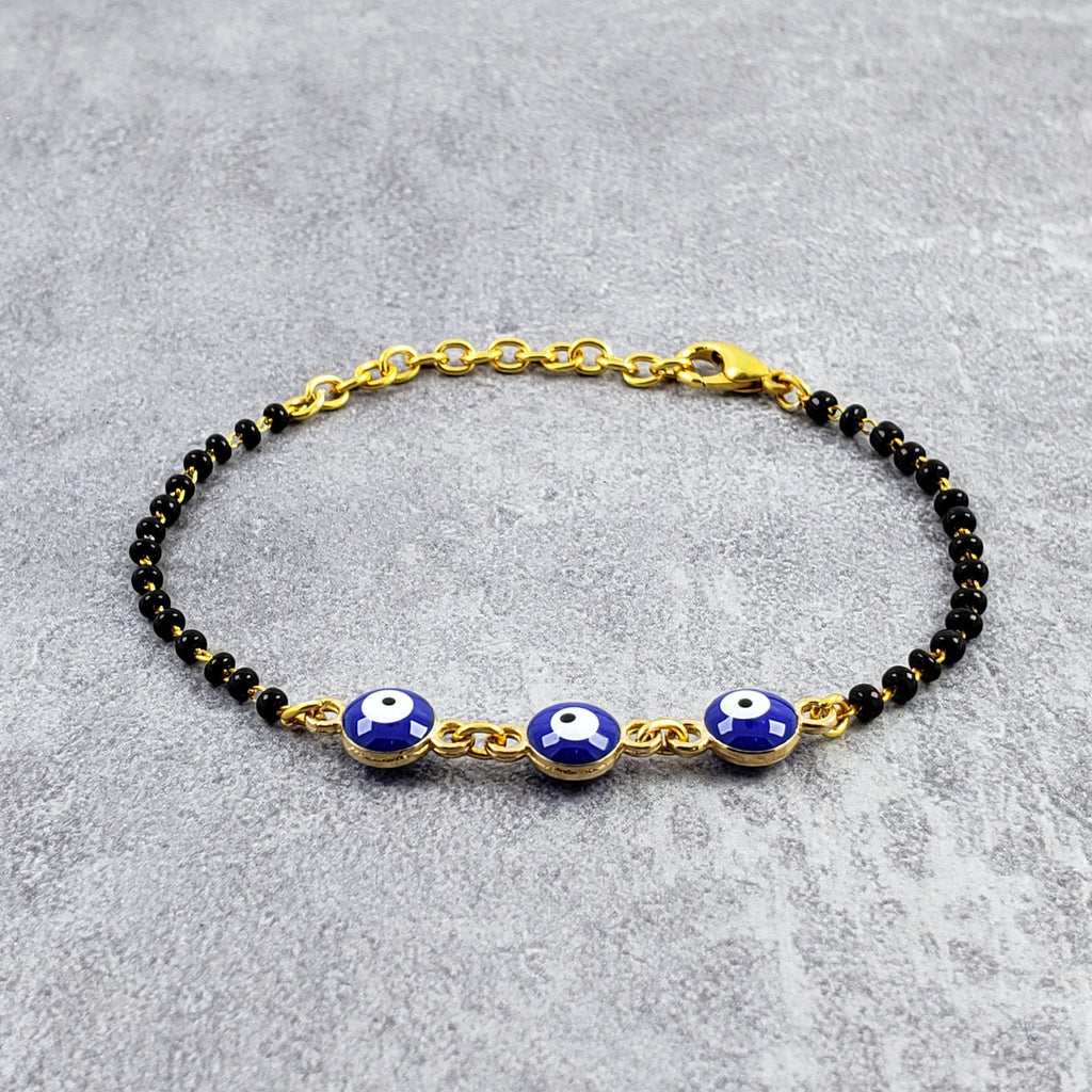 Evil Eye Gold Beads Hand Mangalsutra Bracelet For Women Bulk