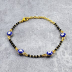 Evil Eye Gold Bead Hand Mangalsutra Bracelet For Kids Women Bulk