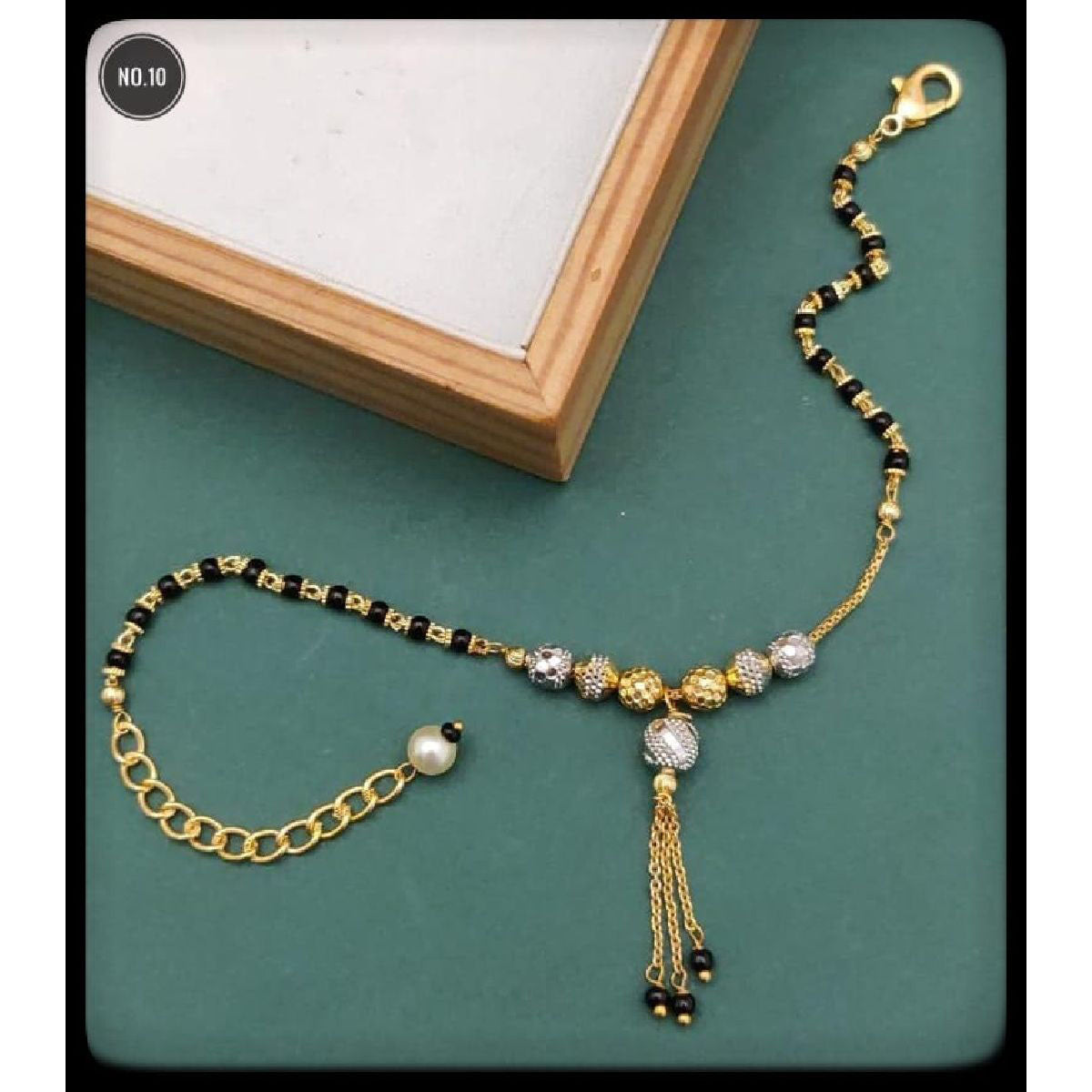 Pearl Beads Copper Gold Black Adjustable Hand Mangalsutra Women Bulk Main image