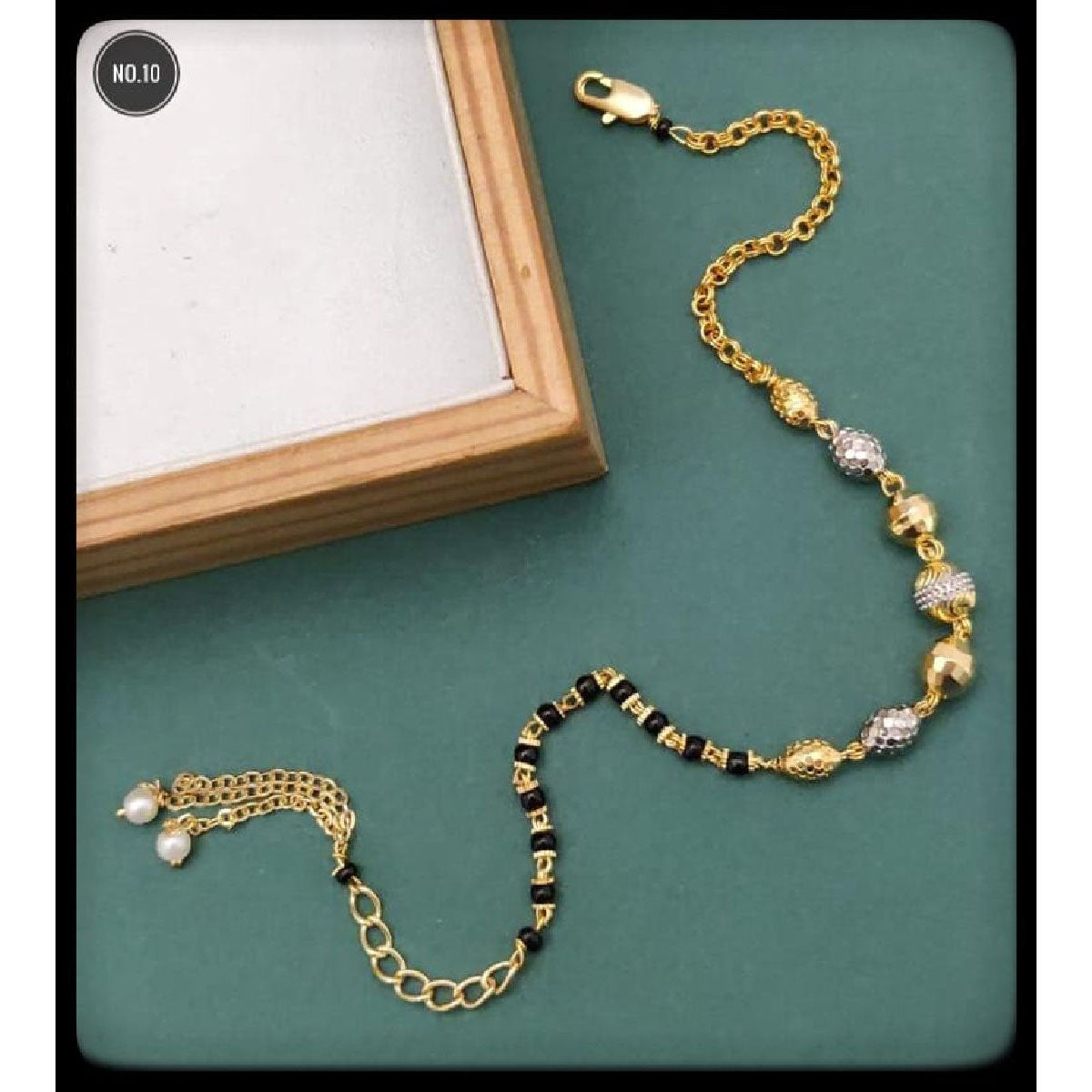 Two Tone Oval Beads Layer Pearl Copper Gold Hand Mangalsutra Bulk Main image