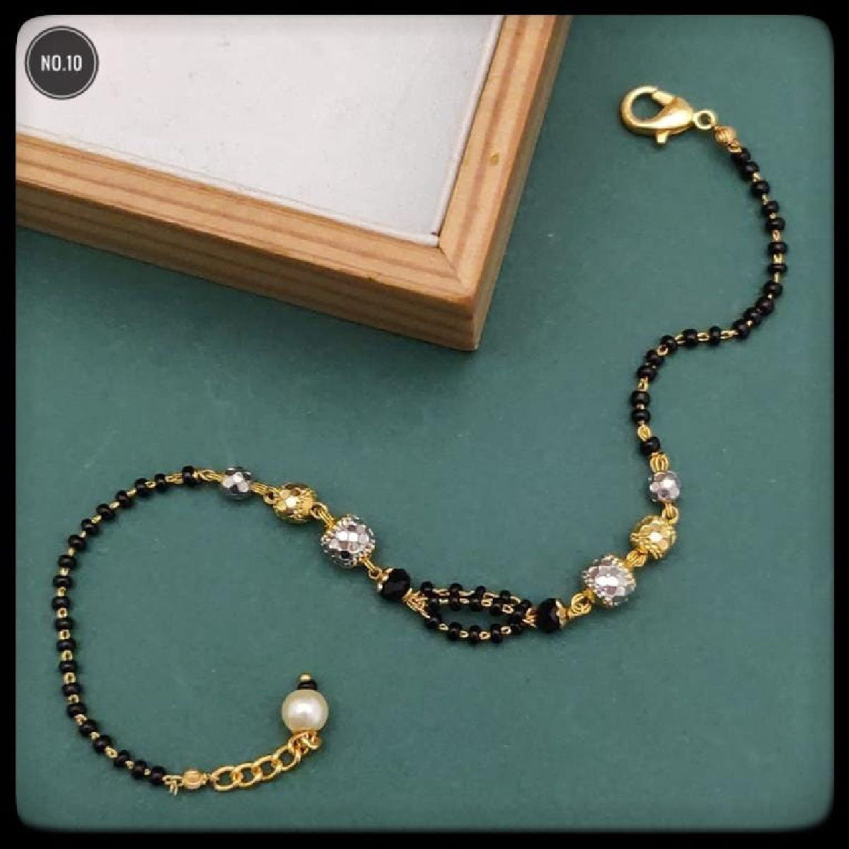 Pearl Beads Layer Copper Gold Black Adjustable Hand Mangalsutra Bulk Main image