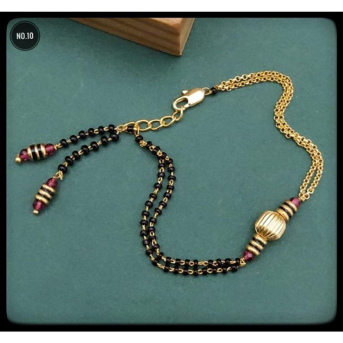 Dual Layer Beads Copper Gold Black Adjustable Hand Mangalsutra Bulk Main image