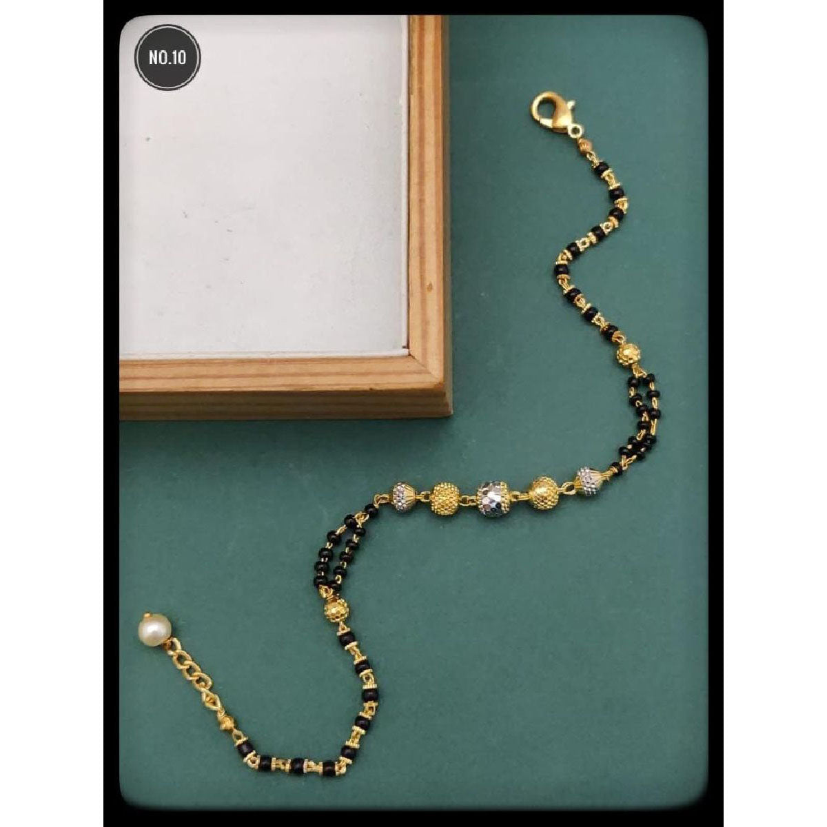 Pearl Beads Copper Gold Black Adjustable Hand Mangalsutra Women Bulk Main image
