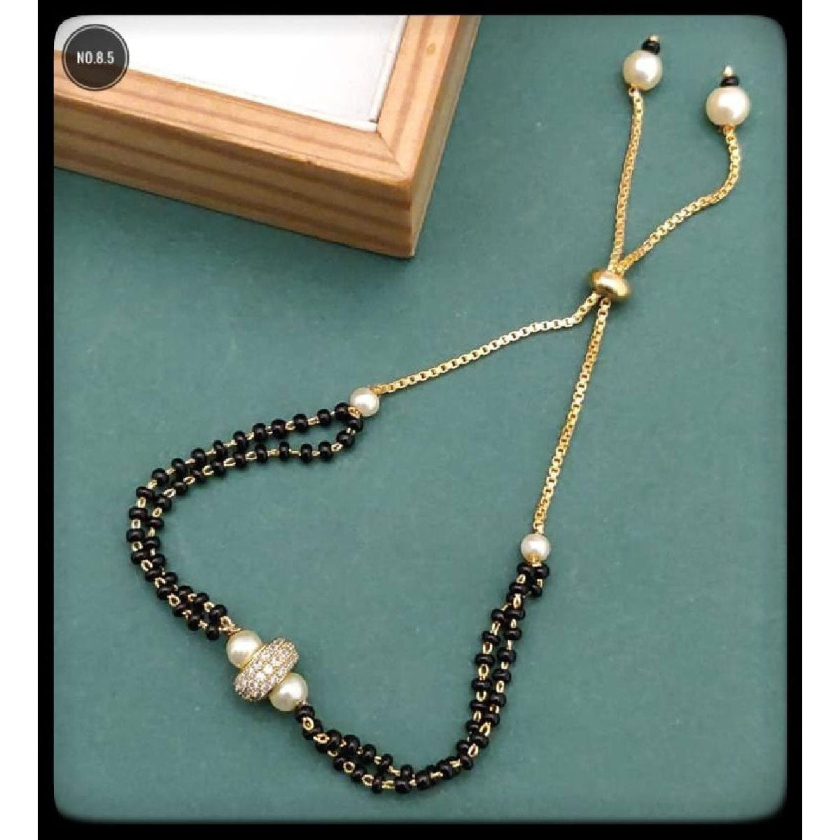 Beads Pearl CZ Copper Gold Black Slider Hand Mangalsutra Bulk Main image