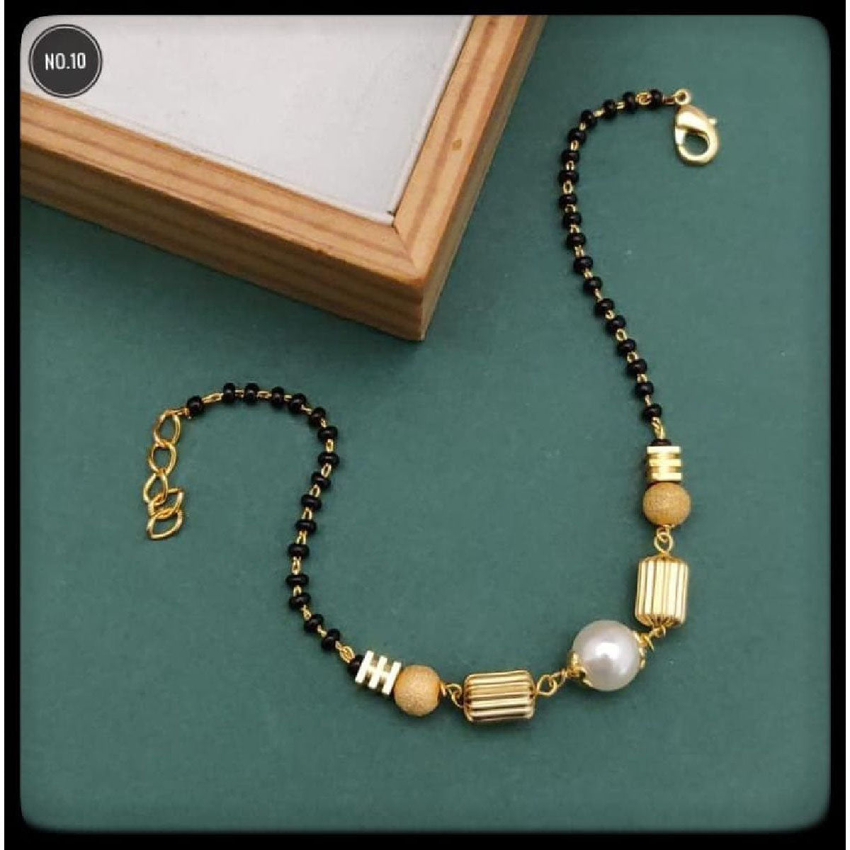 Beads Pearl Copper Gold Black Adjustable Hand Mangalsutra Women Bulk