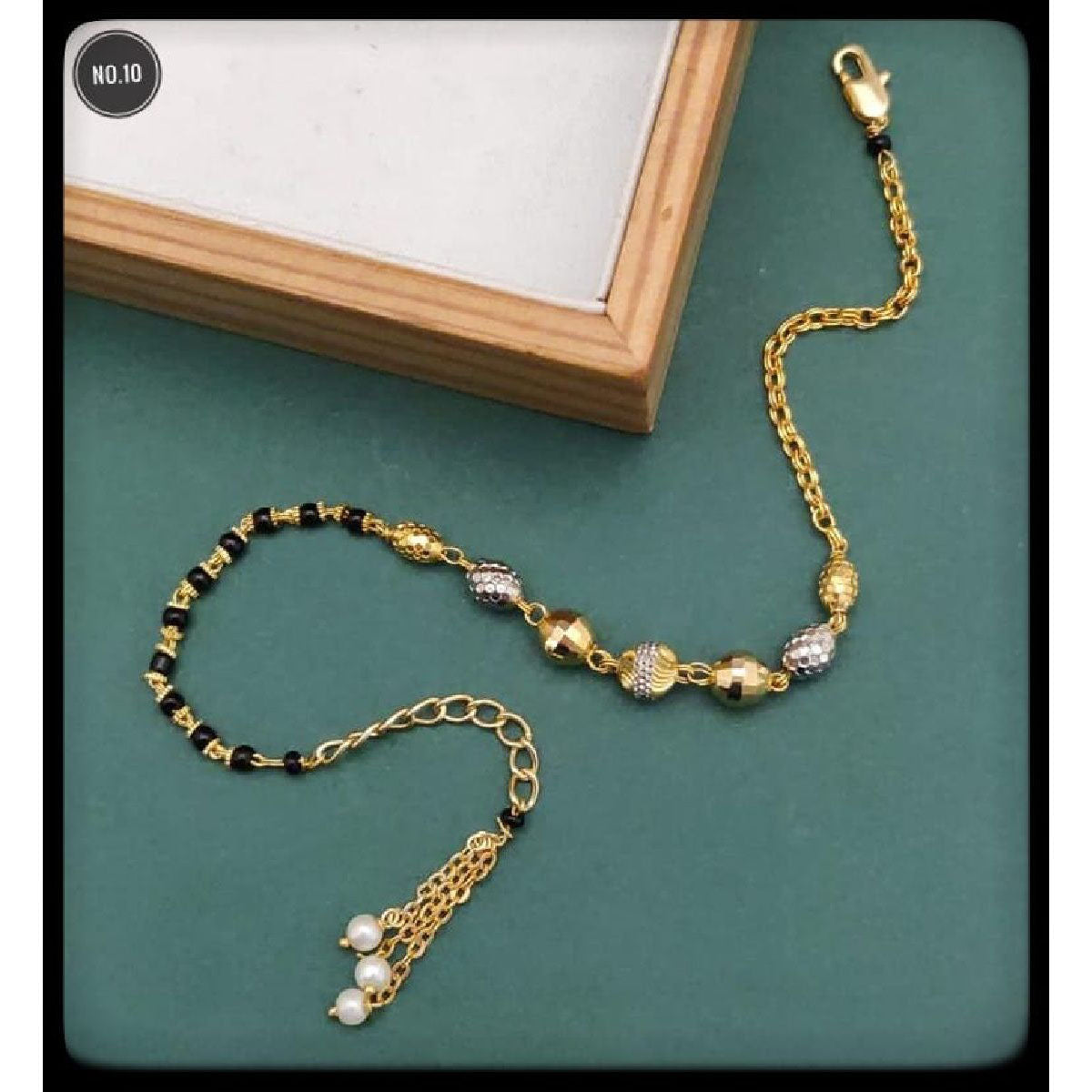 Tow Tone Oval Beads Copper Gold Black Adjustable Hand Mangalsutra Bulk Main image