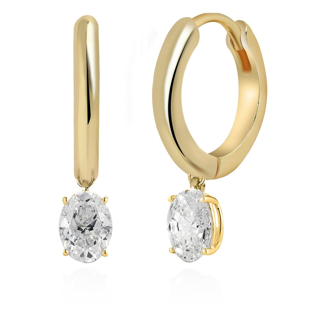 Brass 18K Rose Gold Oval Shape Crystal Clip On Earring Pair Women Bulk