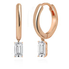 Brass 18K Rose Gold Baguette Shape Crystal Clip On Earring Pair Bulk