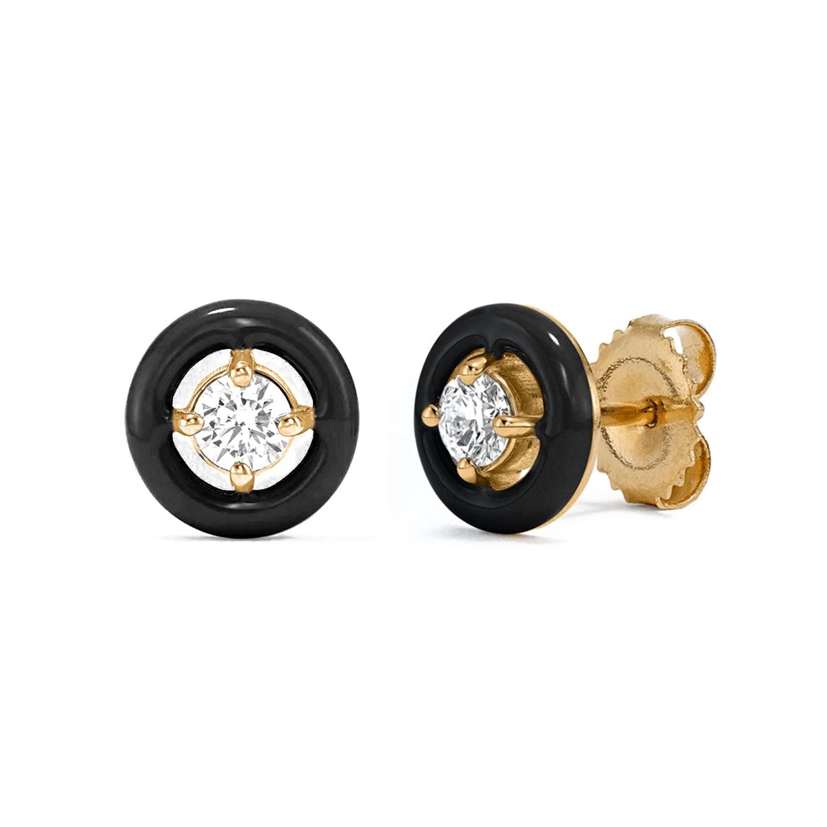 Brass 18K Rose Gold Enamel Disc Stud Earring Pair For Women Bulk Main image