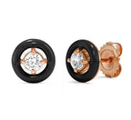 Brass 18K Rose Gold Enamel Disc Stud Earring Pair For Women Bulk