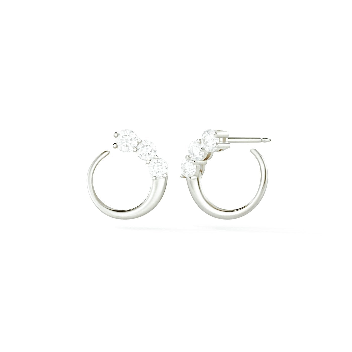 Brass 18K Rose Gold Front To Back Graduating Stud Earring Pair Bulk
