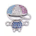 Baby Boy Silver Pink Blue Crystal CZ American Diamond Centre Pcs Bulk