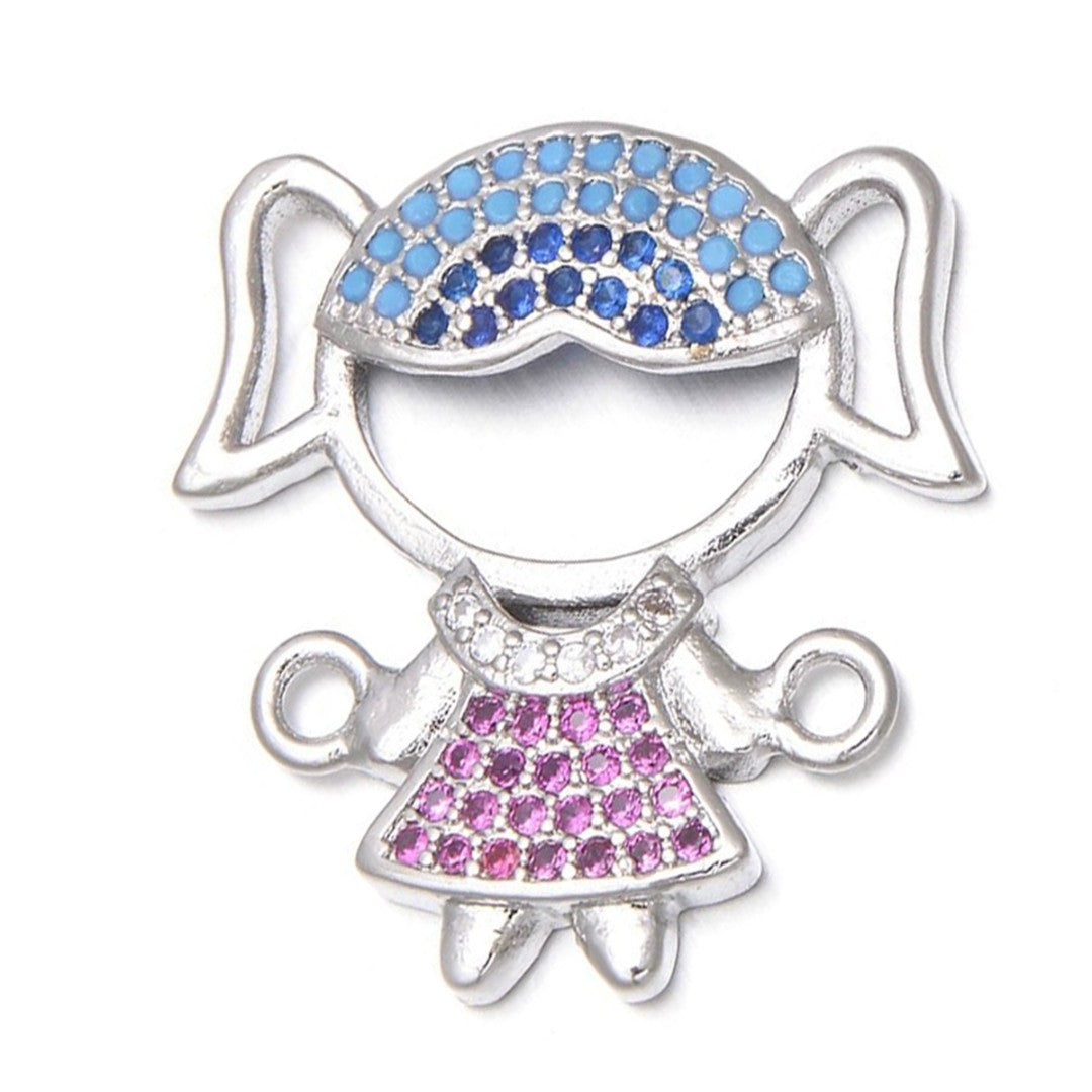 Baby Girl Silver Pink Blue Crystal CZ American Diamond Centre Pcs Bulk