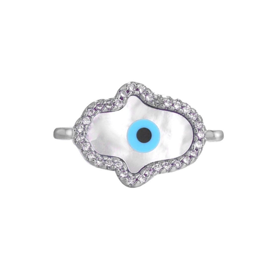 Hamsa Silver Evil Eye Cubic Zirconia CZ Centre Pcs For Women Bulk