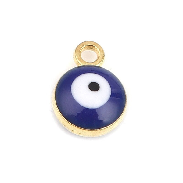 Gold Blue Evil Eye Enamel Pendant Charm For Women Bulk Main image