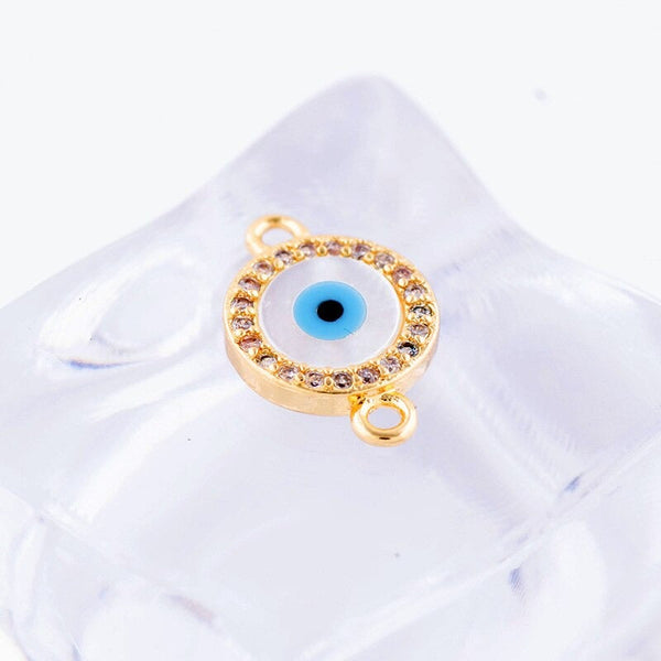 Round Gold Evil Eye Cubic Zirconia CZ Centre Pcs For Women Bulk Main image