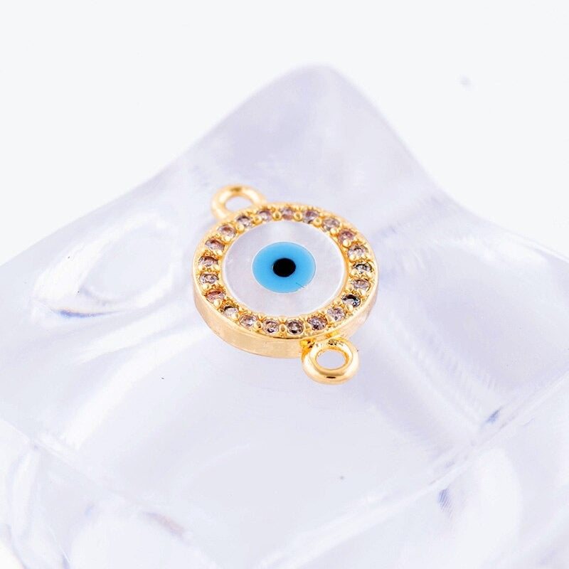 Round Gold Evil Eye Cubic Zirconia CZ Centre Pcs For Women Bulk