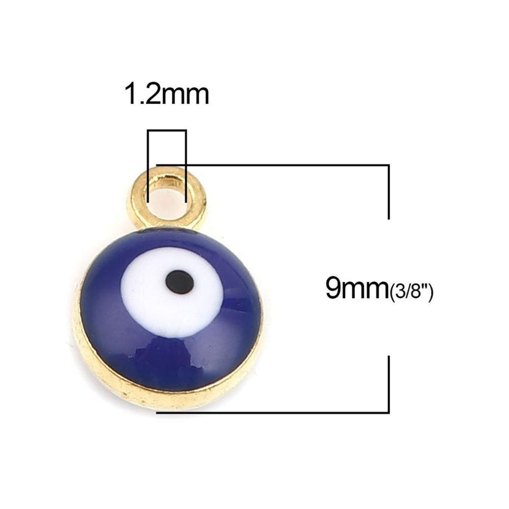 Gold Blue Evil Eye Enamel Pendant Charm For Women Bulk