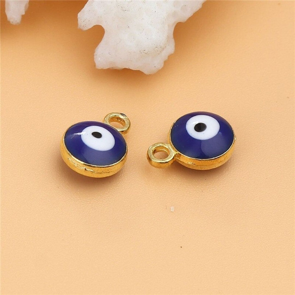 Gold Blue Evil Eye Enamel Pendant Charm For Women Bulk