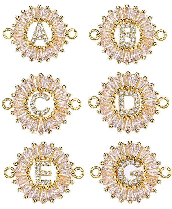 Initial Letter Gold American Diamond Crystal Charm For Women Bulk