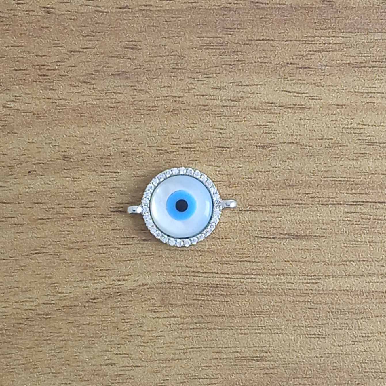 Silver Blue Evil Eye Nazariya Lucky CZ Centre Pcs Bulk