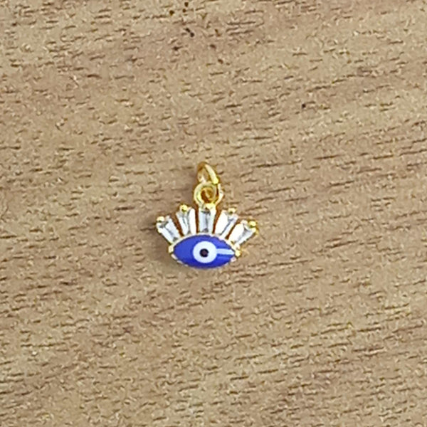 Turkish Evil Eye Lash Baguette Cubic Zirconia Gold Charm Women Bulk Main image
