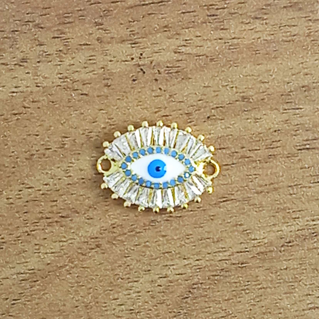 Gold Blue Evil Eye Nazariya CZ American Diamond Centre Pcs Bulk