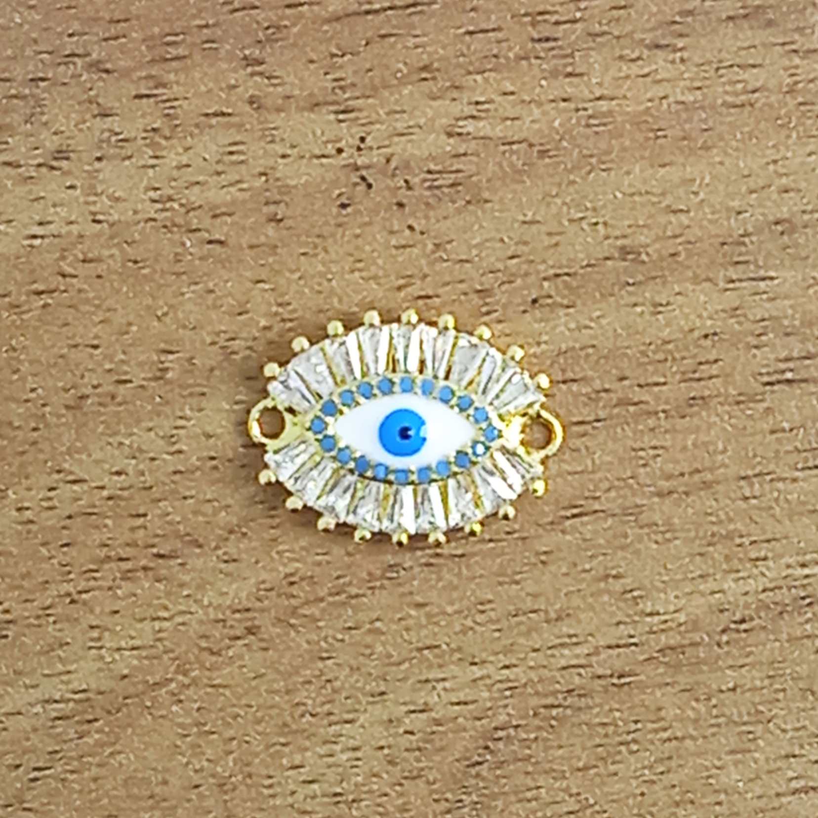 Gold Blue Evil Eye Nazariya CZ American Diamond Centre Pcs Bulk