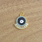 Gold Black Evil Eye Nazariya CZ American Diamond Pendant Necklace Bulk