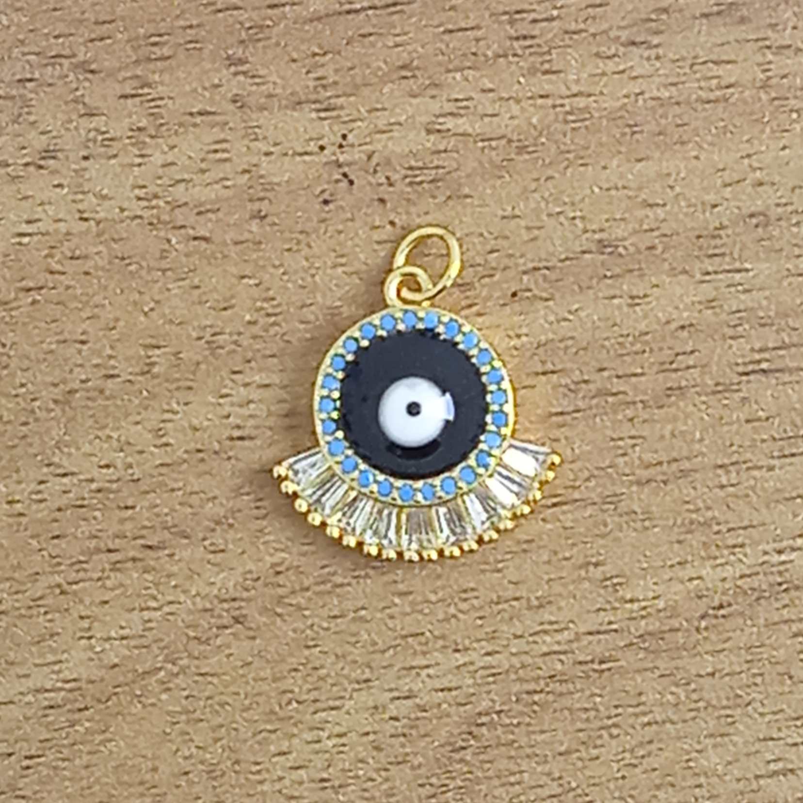 Gold Black Evil Eye Nazariya CZ American Diamond Pendant Necklace Bulk