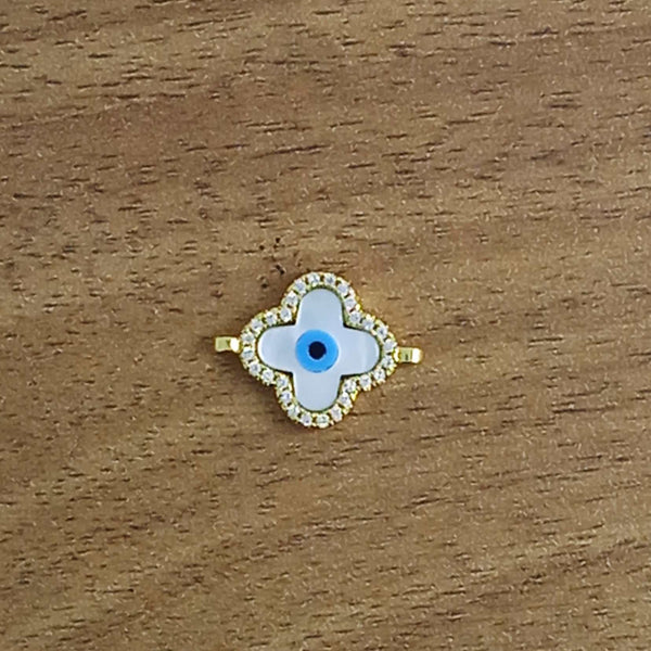 Flower Evil Eye Nazariya White Gold CZ Charm Centre Pcs Bulk Main image