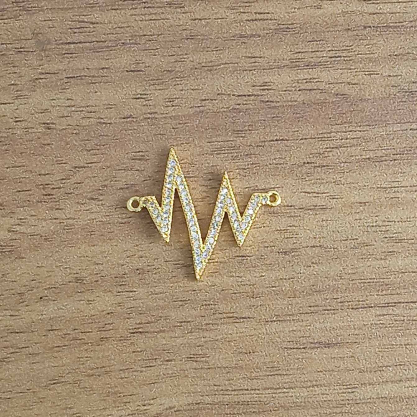 Lightning Heartbeat Cardiogram Gold Cubic Zirconia Centre Pcs Bulk