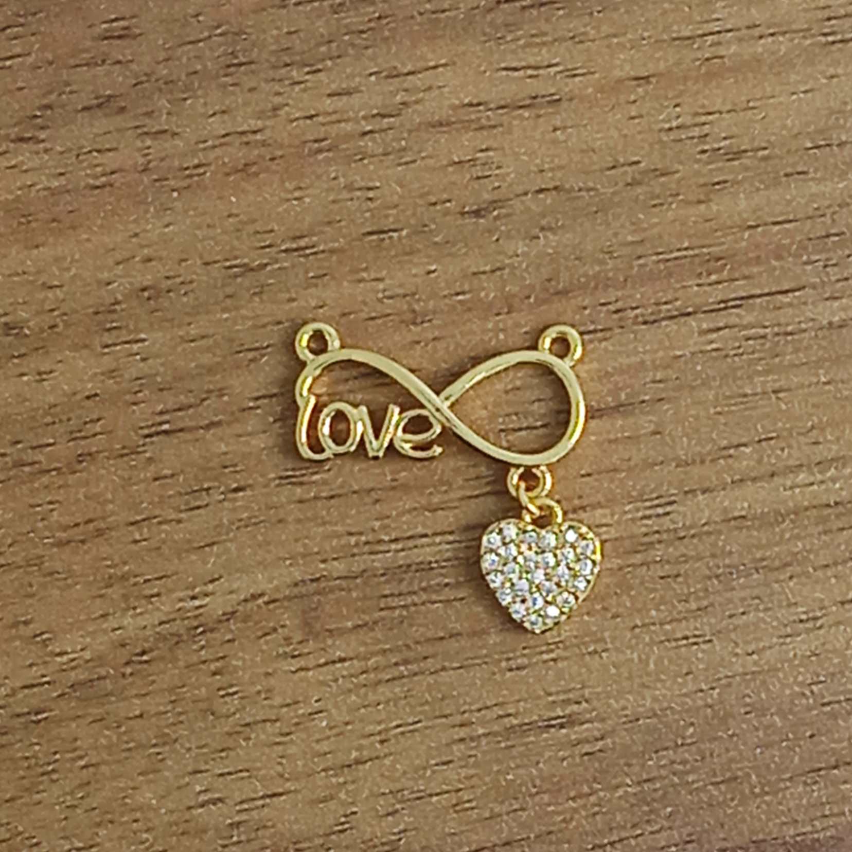 Infinity Heart Love Gold CZ American Diamond Centre Pcs Bulk