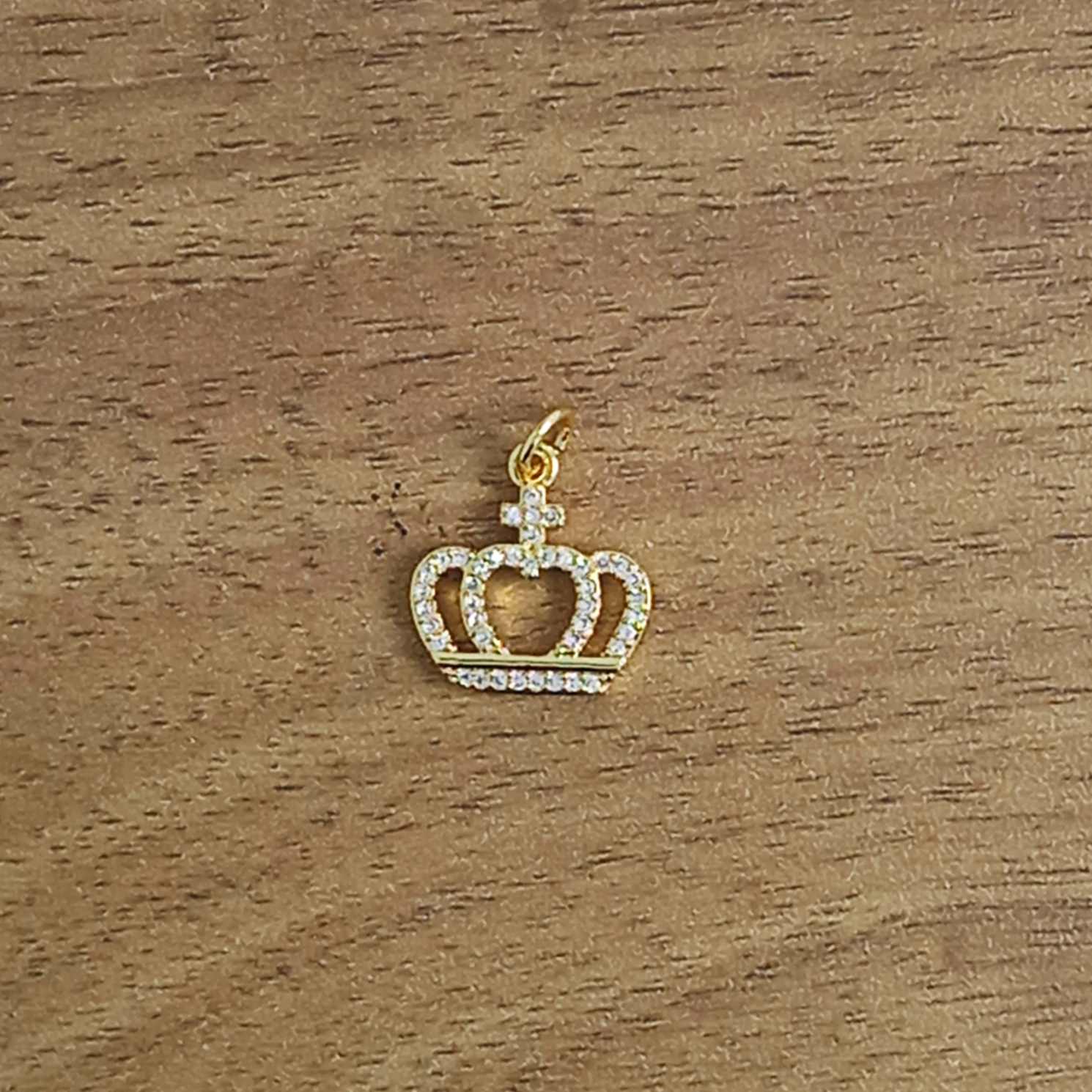Princess Crown Gold CZ American Diamond Pendant Necklace Bulk Main image