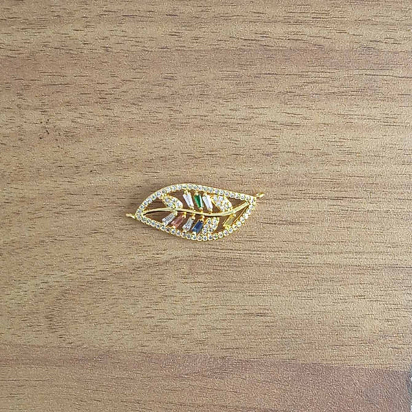 Leaf Petal Floral Gold Cubic Zirconia American Diamond Centre Pcs Bulk Secondary image