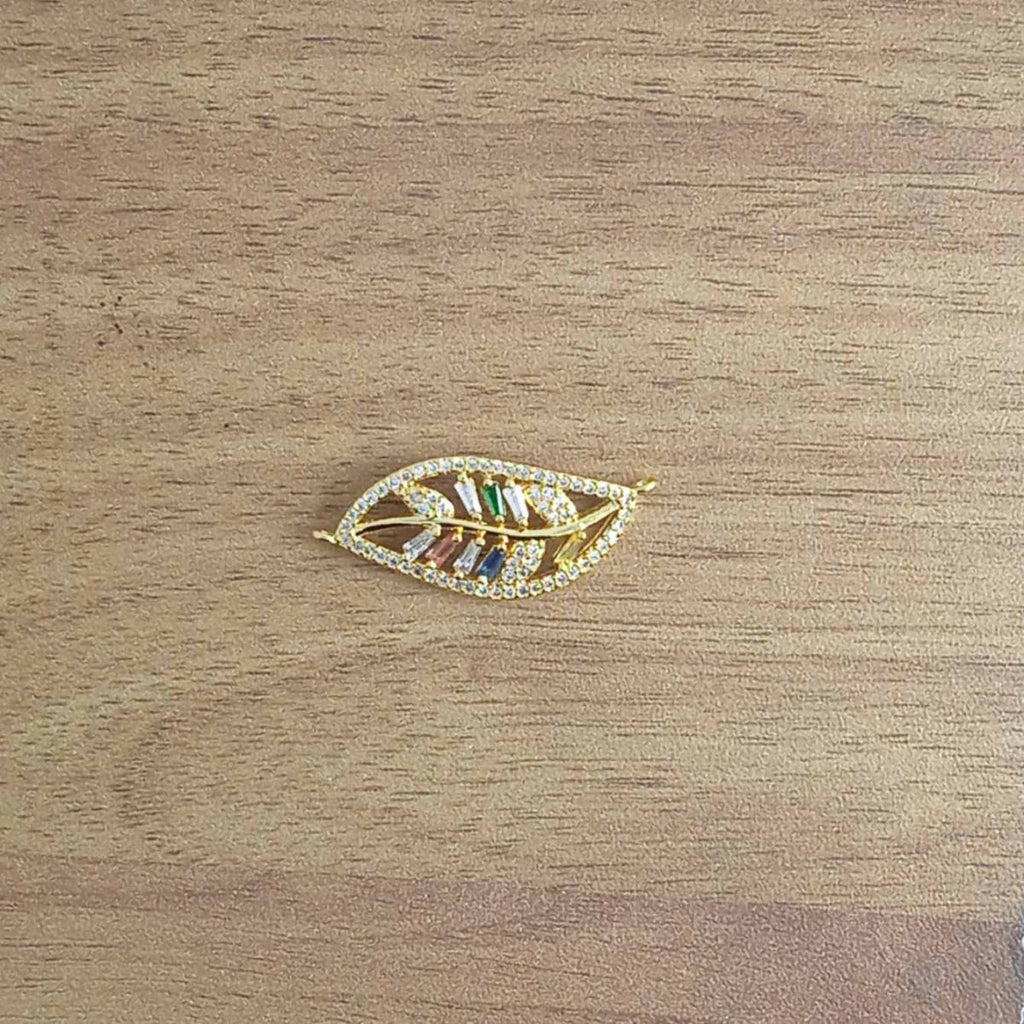 Leaf Petal Floral Gold Cubic Zirconia American Diamond Centre Pcs Bulk