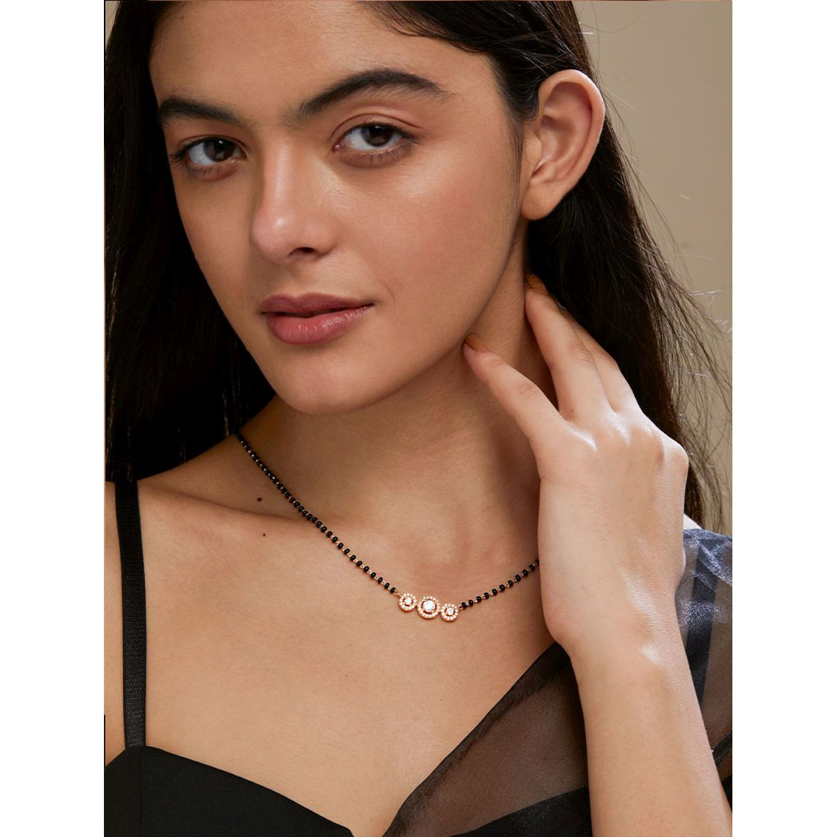 Copper Solitaires CZ Beads Black Gold Neck Mangalsutra Bulk
