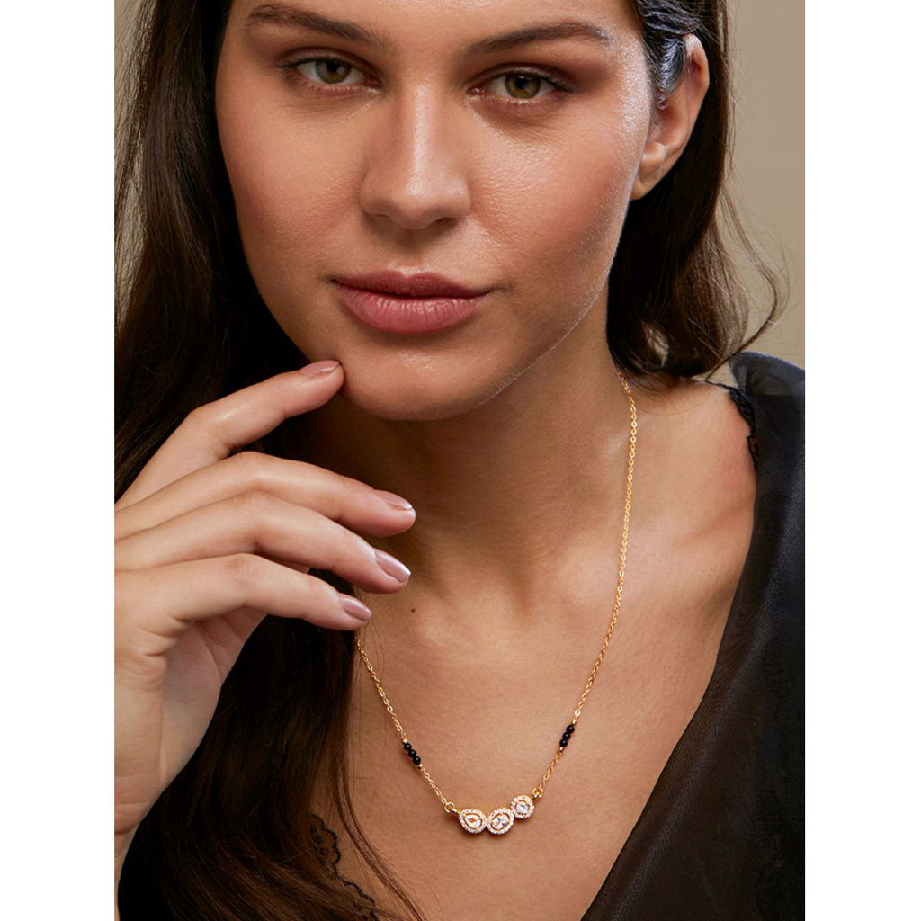 Copper Solitaires CZ Gold Black Neck Mangalsutra Chain Bulk