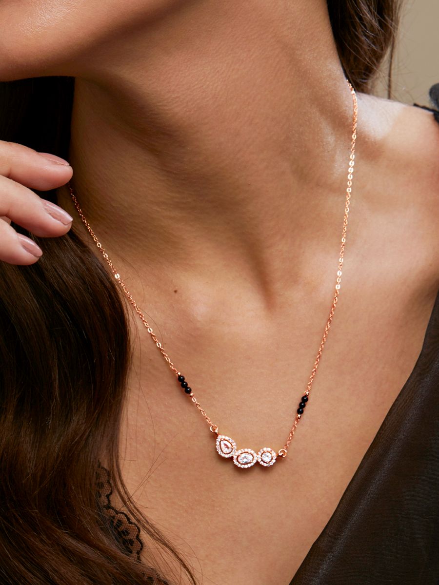 Copper Solitaires CZ Gold Black Neck Mangalsutra Chain Bulk