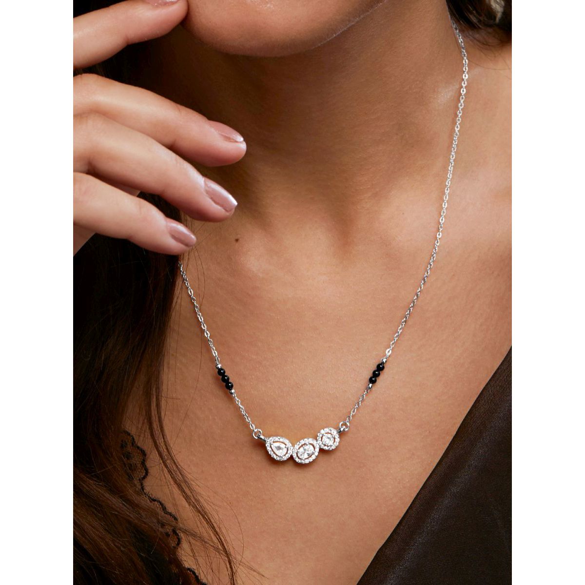 Copper Solitaires CZ Gold Black Neck Mangalsutra Chain Bulk