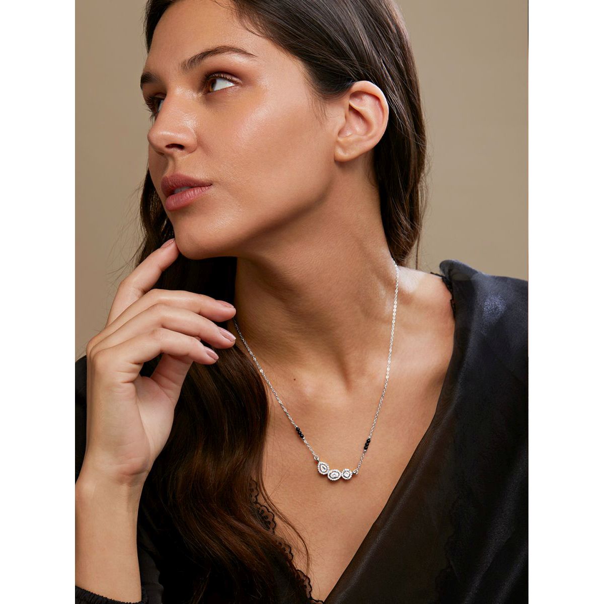 Copper Solitaires CZ Gold Black Neck Mangalsutra Chain Bulk