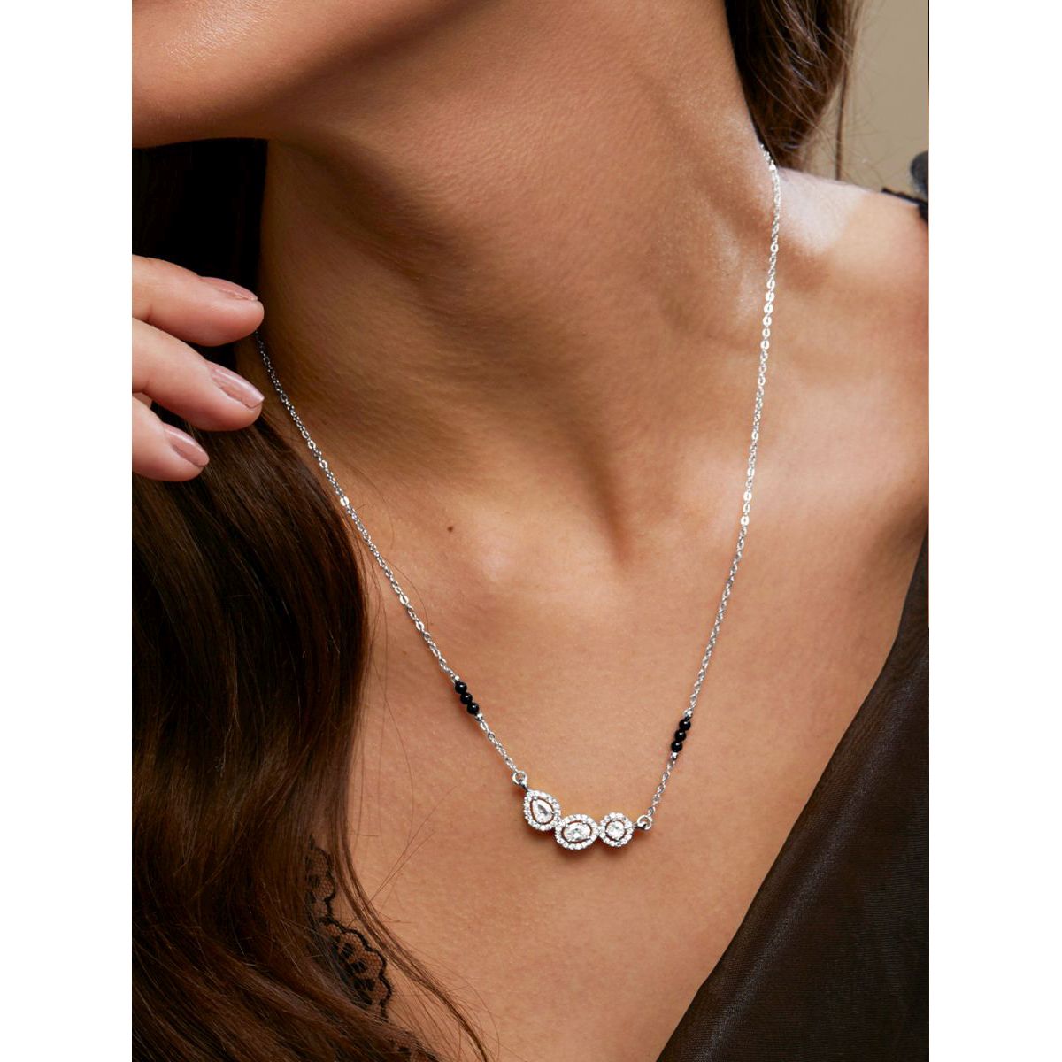 Copper Solitaires CZ Gold Black Neck Mangalsutra Chain Bulk