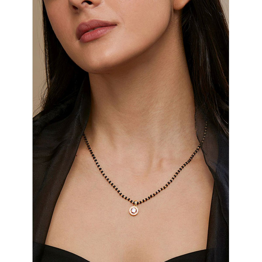 Copper Tiny Solitaires Cubic Zirconia Gold Black Neck Mangalsutra Bulk