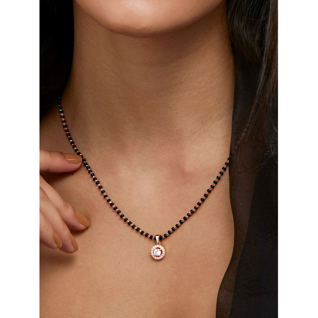Copper Tiny Solitaires Cubic Zirconia Gold Black Neck Mangalsutra Bulk