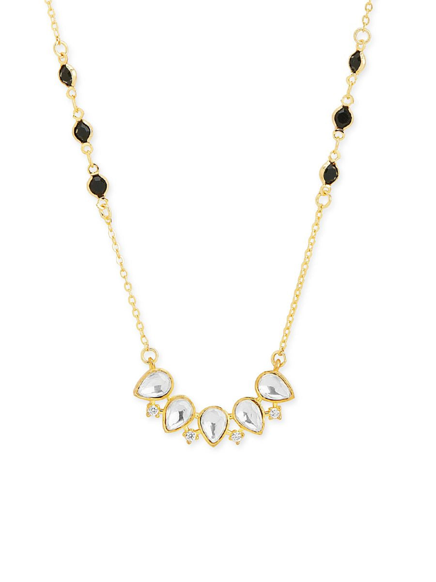 Copper Pear Cut Kundan Cubic Zirconia Gold Neck Mangalsutra Chain Bulk