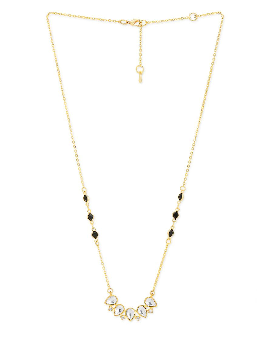 Copper Pear Cut Kundan Cubic Zirconia Gold Neck Mangalsutra Chain Bulk