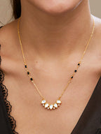 Copper Pear Cut Kundan Cubic Zirconia Gold Neck Mangalsutra Chain Bulk